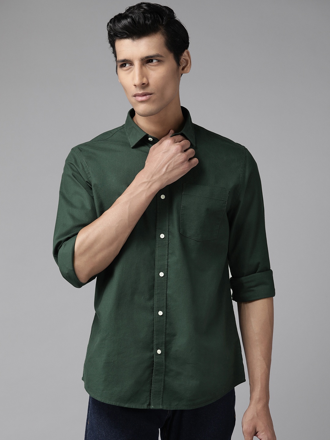 

Blackberrys Men Green India Slim Fit Casual Shirt, Olive