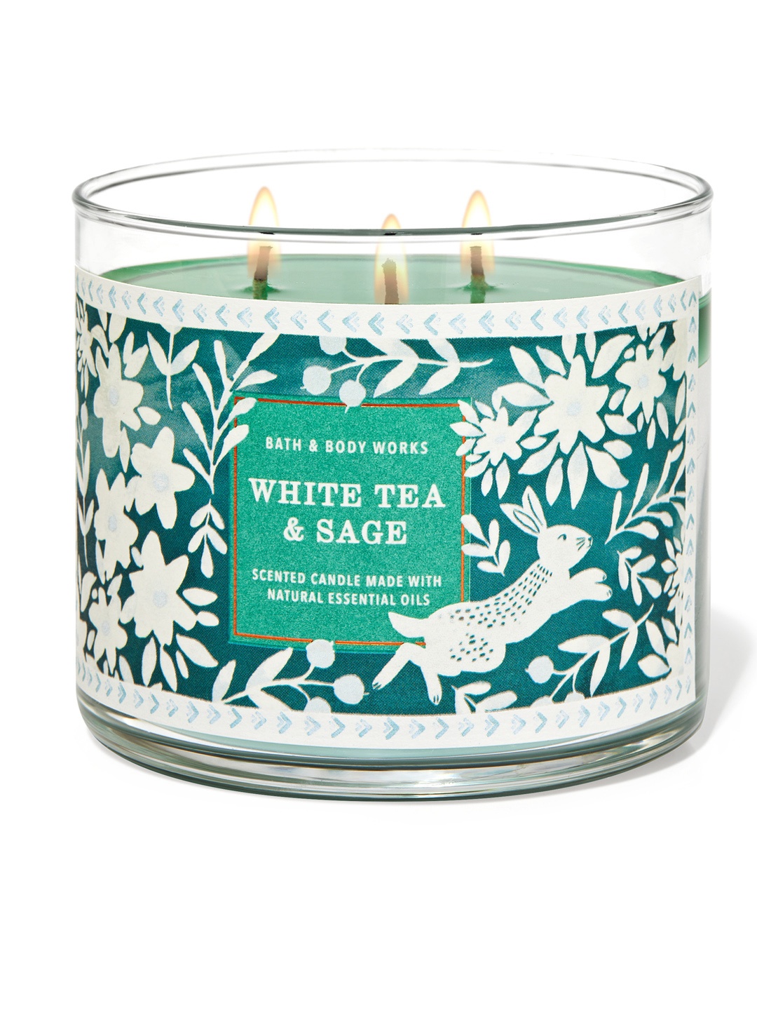 

Bath & Body Works White Tea & Sage 3-Wick Candle 411 g, Green