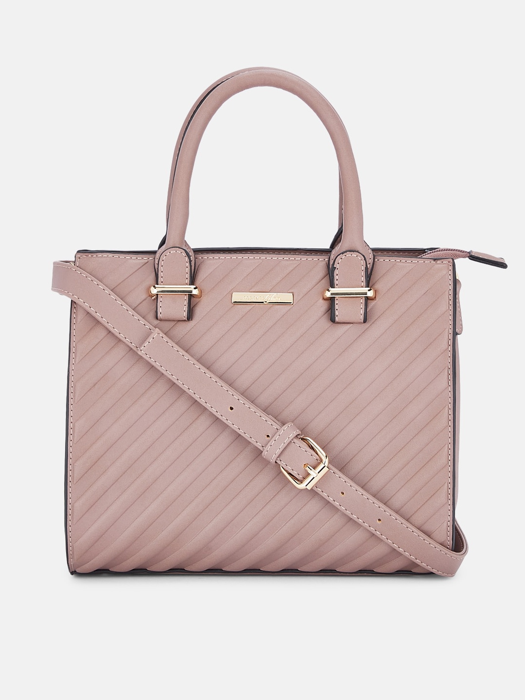 

Forever Glam by Pantaloons Pink Textured Structured Handheld Bag with Quilted