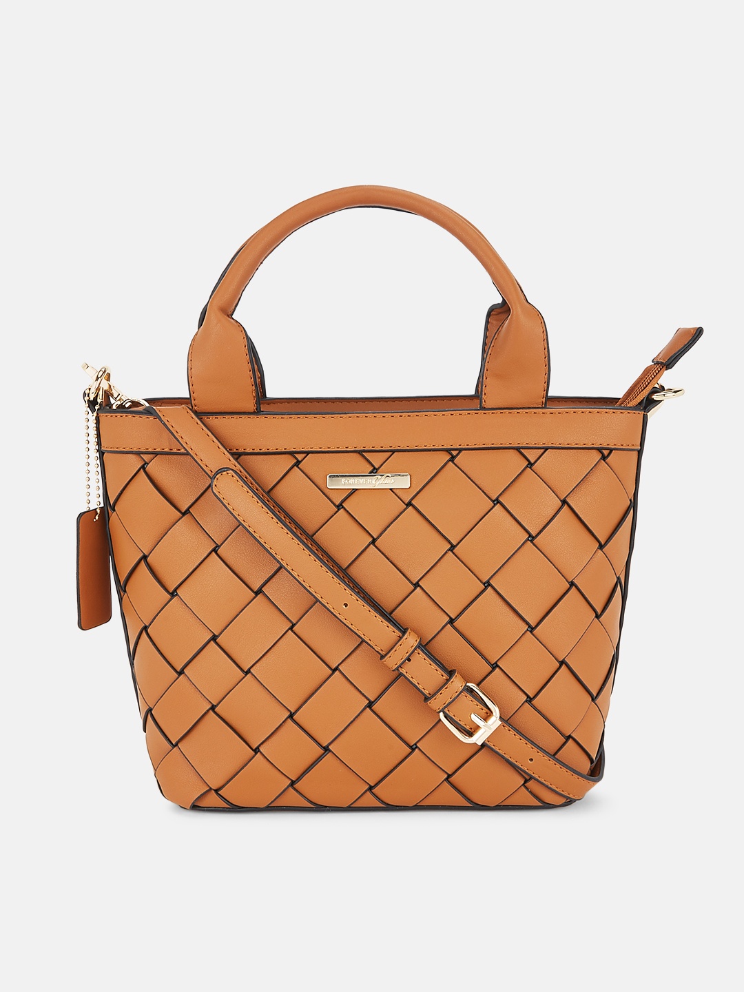 

Forever Glam by Pantaloons Geometric Textured Structured Handheld Bag, Tan