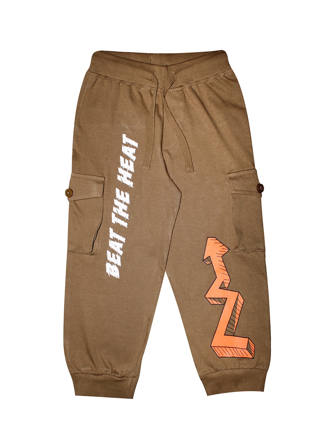 

KiddoPanti Boys Olive Green & White Printed Joggers