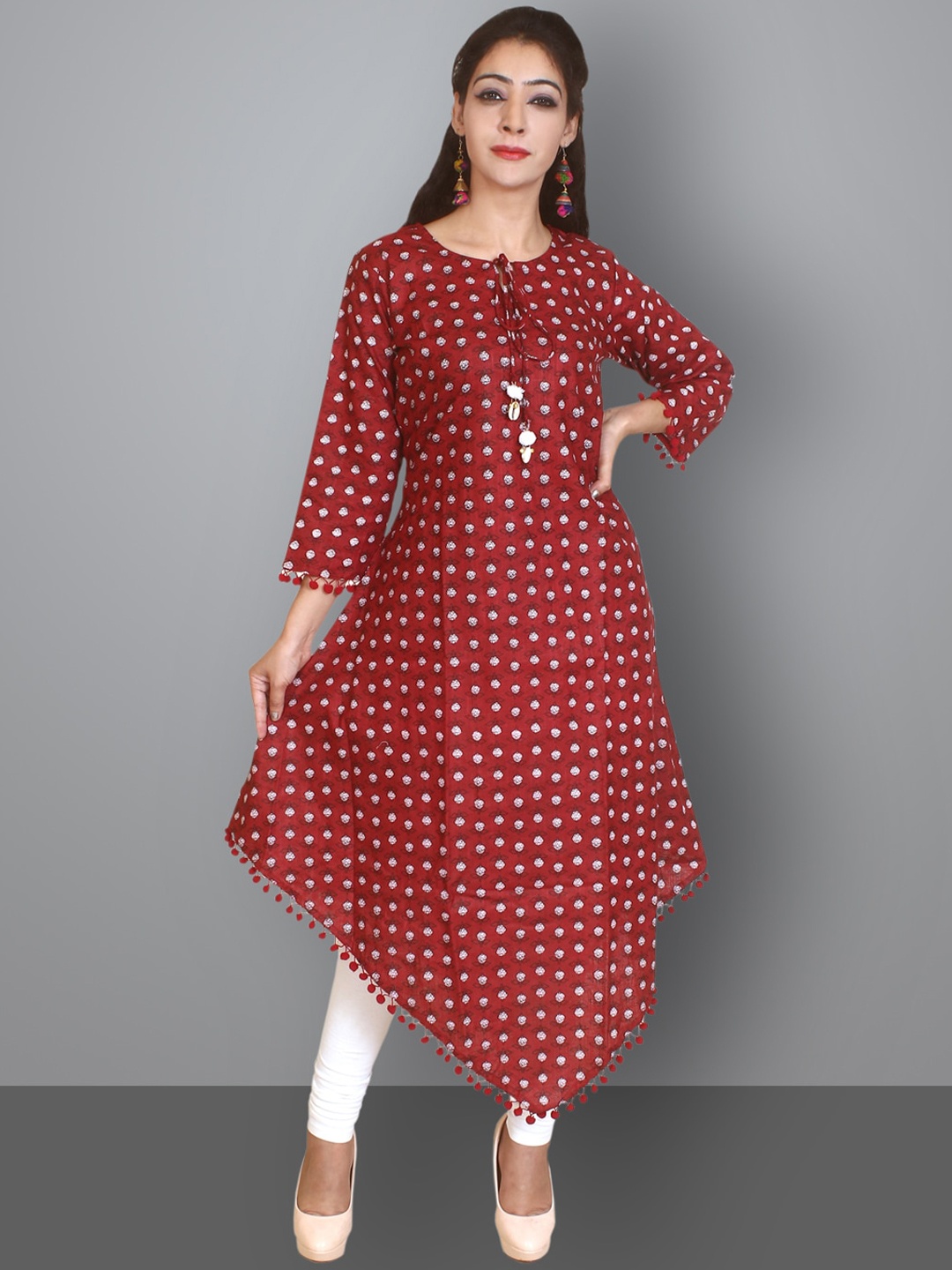 

Kuber Industries Women Maroon Ethnic Motifs Printed Kurta