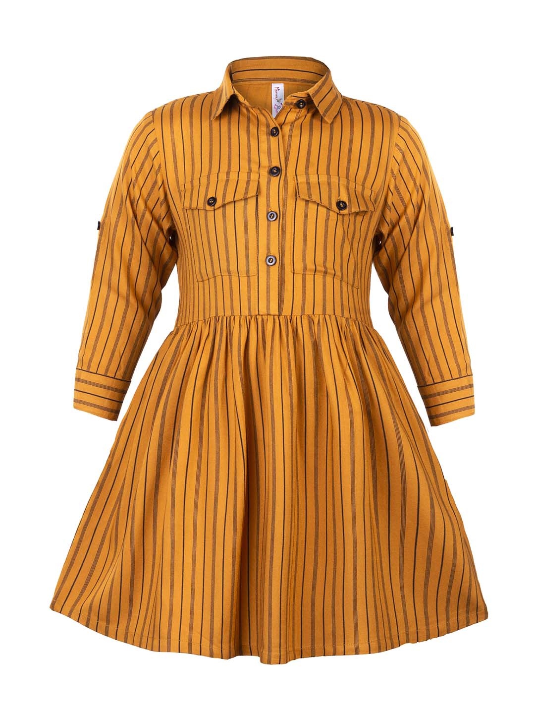 

Hunny Bunny Mustard Yellow & Black Striped Dress