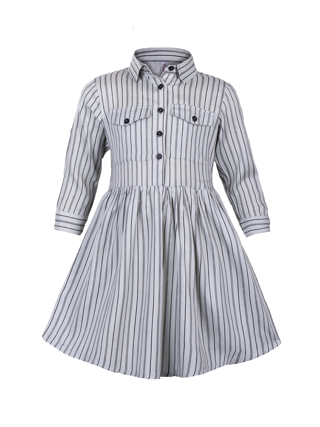 

Hunny Bunny Off White & lavender gray Striped Midi Dress