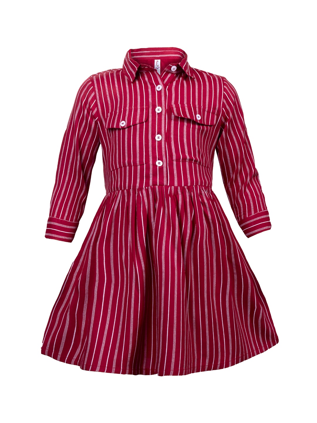 

Hunny Bunny Maroon & burgundy Striped Dress