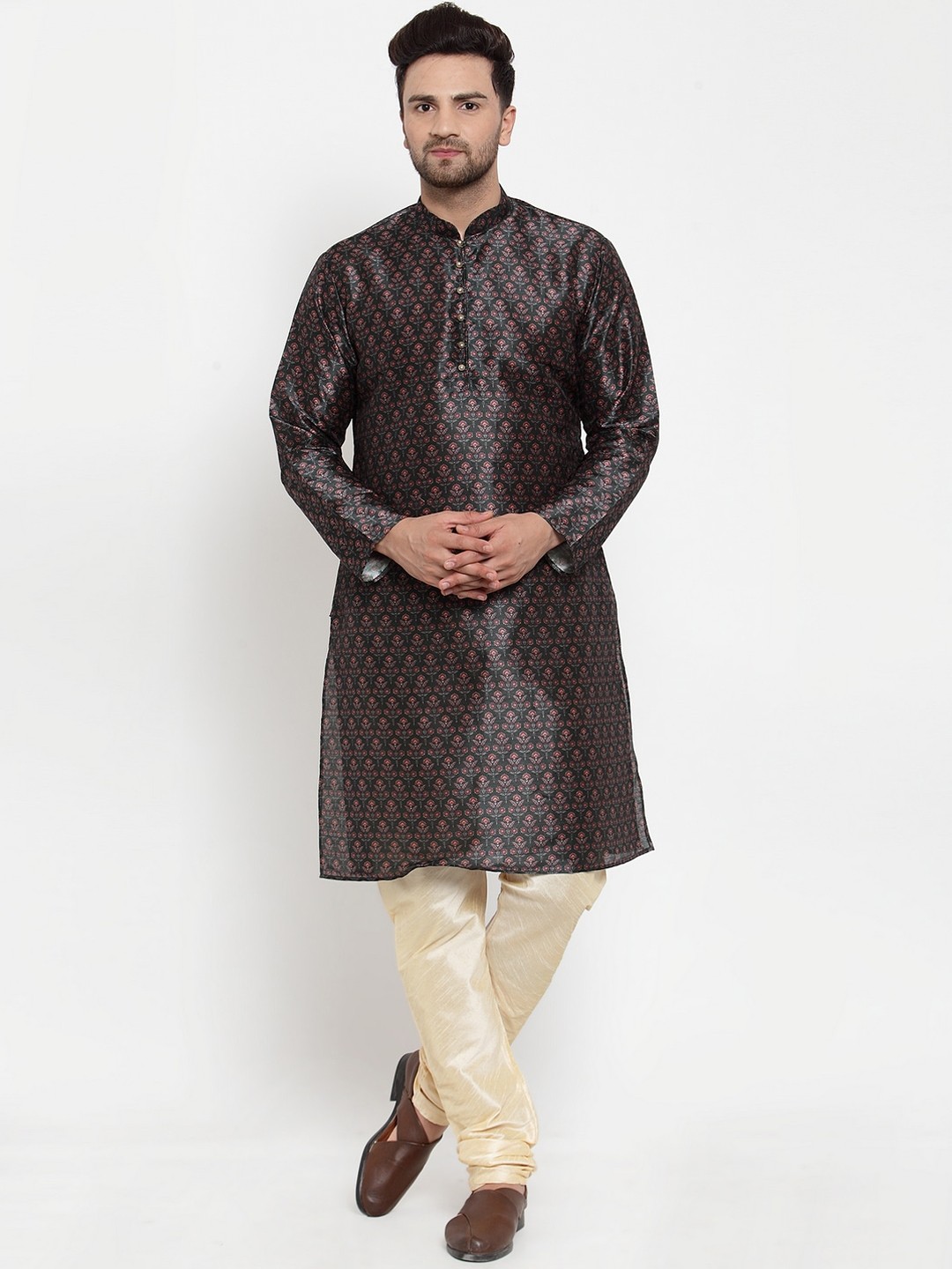 

KRAFT INDIA Men Green Ethnic Motifs Regular Kurta with Churidar