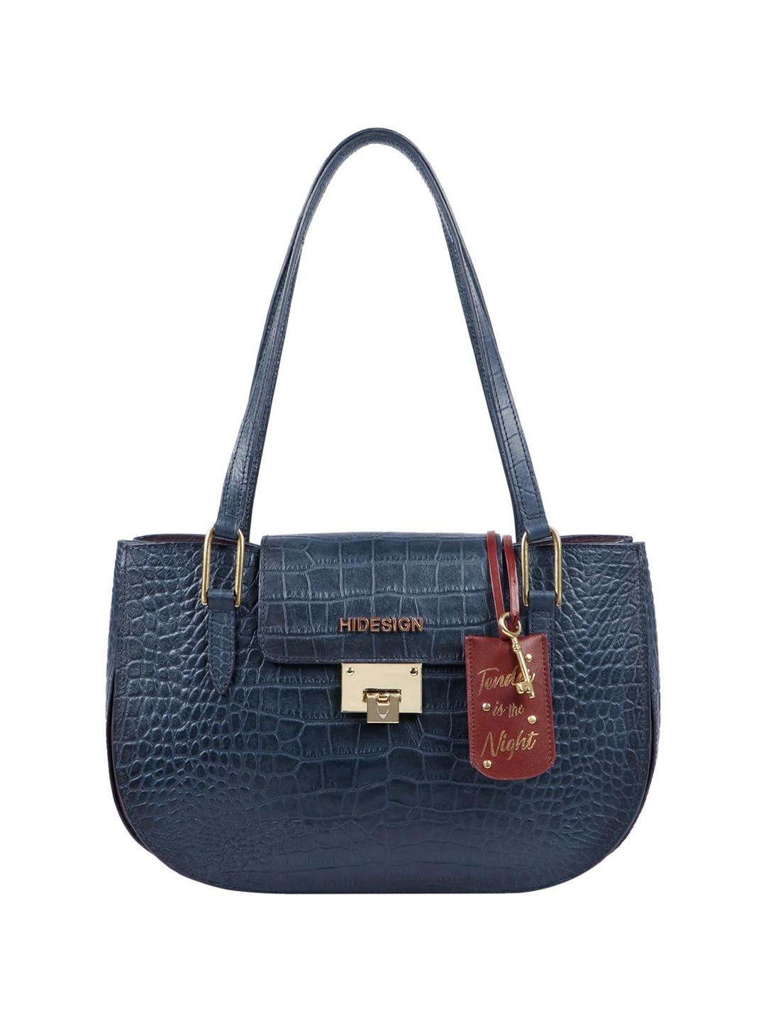 

Hidesign Blue Animal Textured Leather Structured Sling Bag