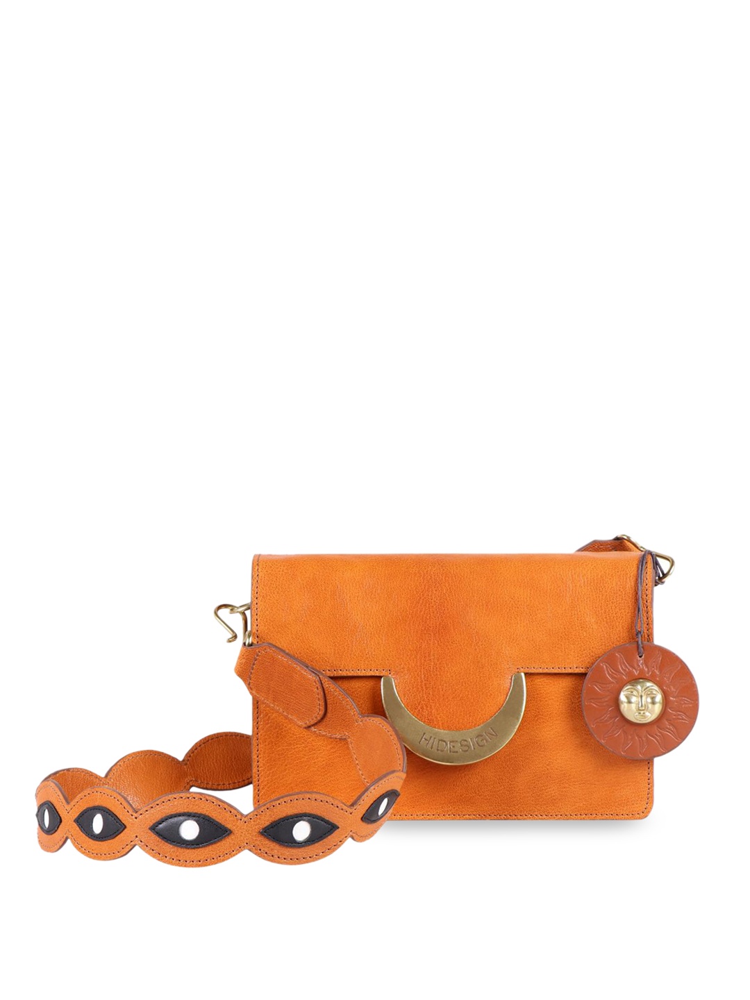 

Hidesign Tan Leather Structured Sling Bag