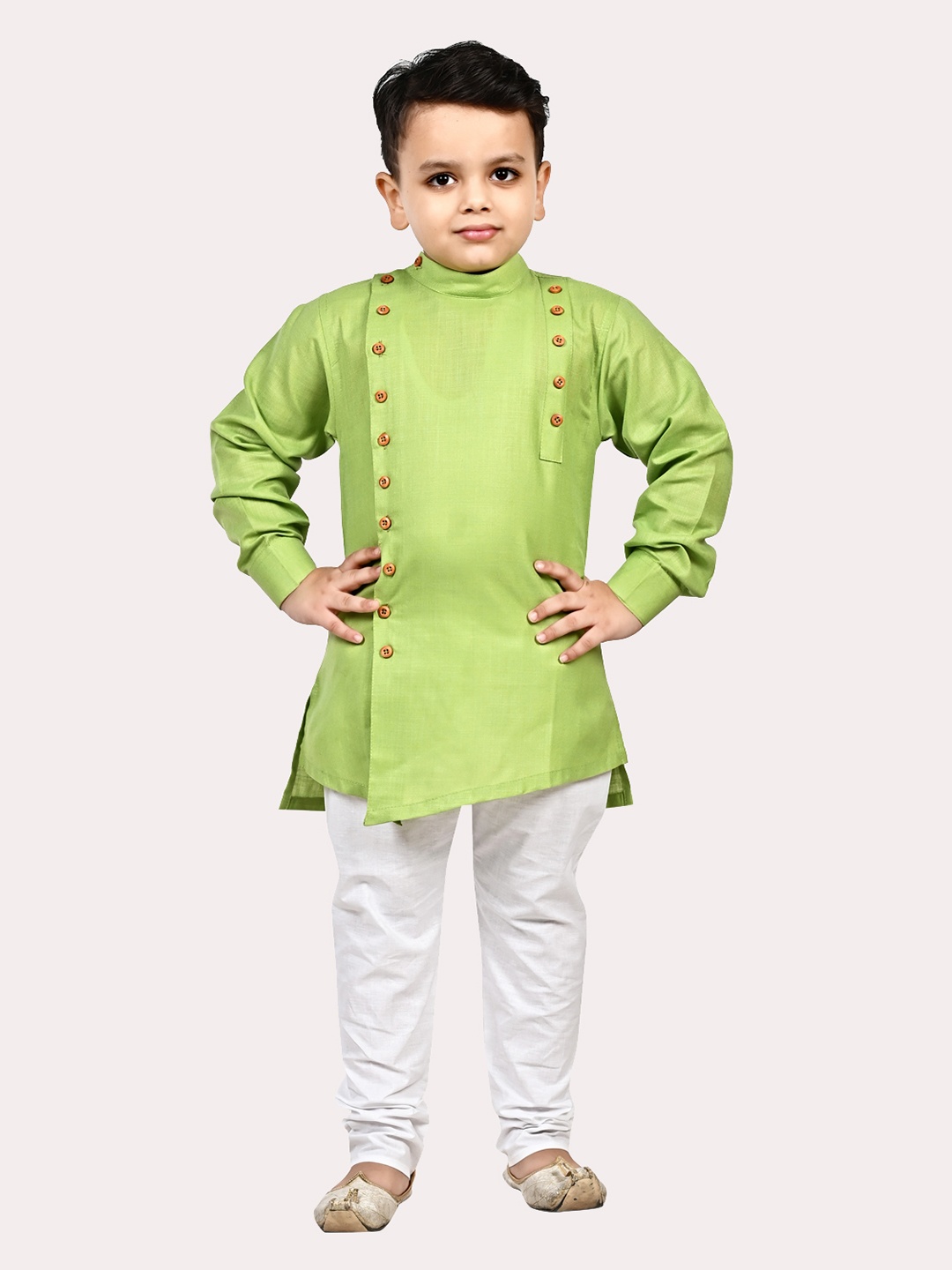 

Superminis Boys Green Regular Pure Cotton Kurta with Pyjamas