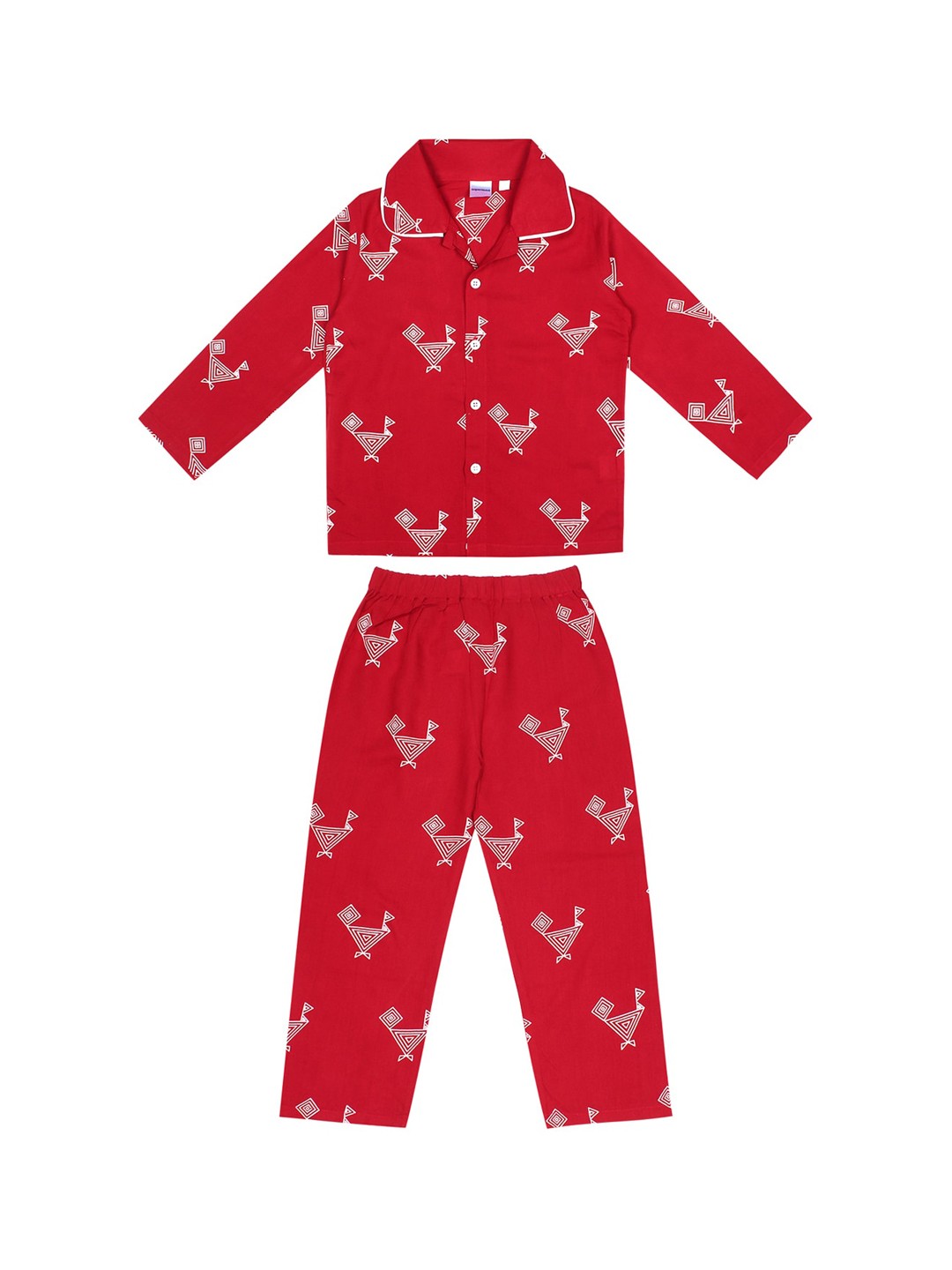 

Superminis Girls Red & White Printed Night suit