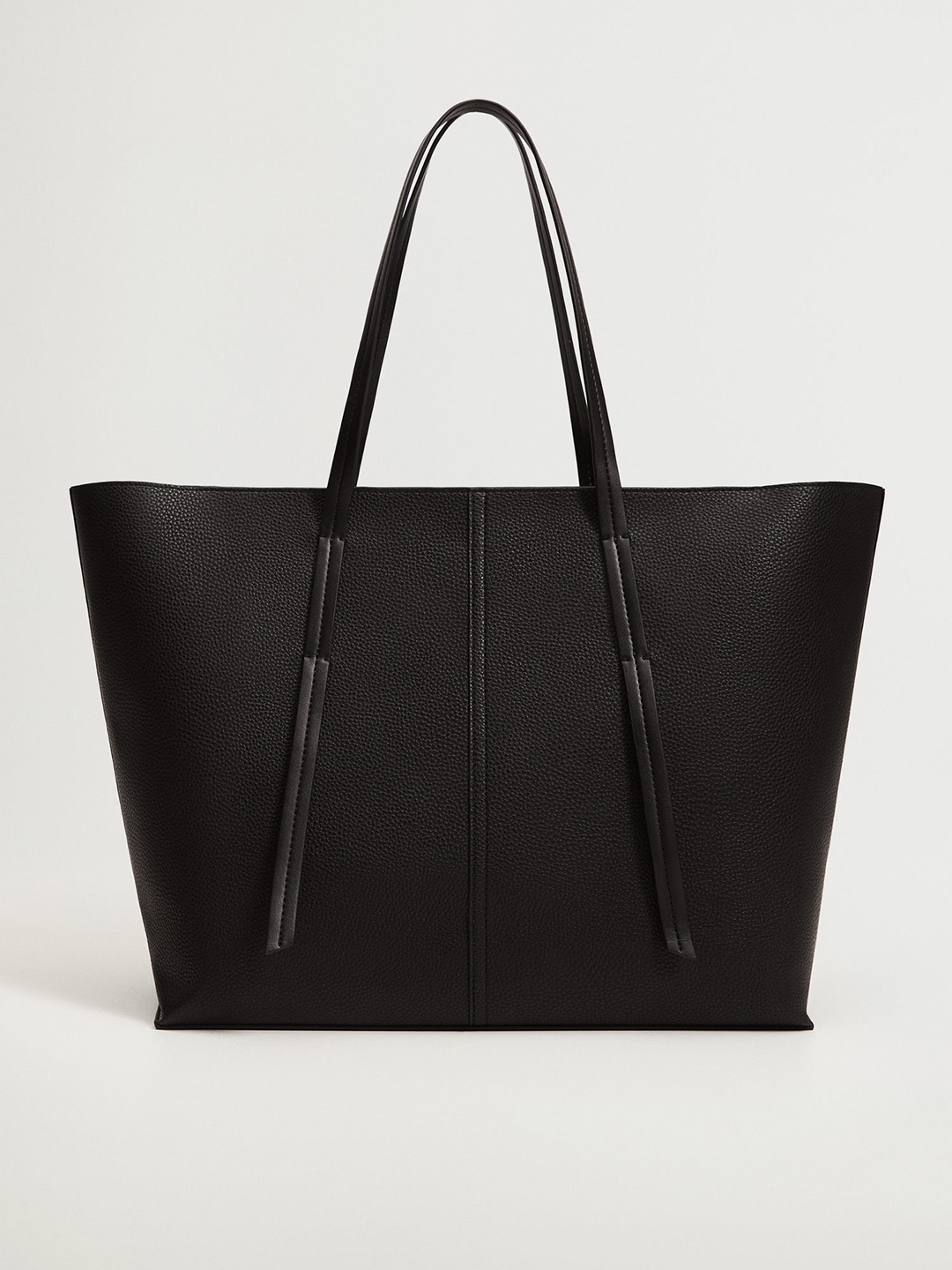 

MANGO Black Solid Structured Tote Bag