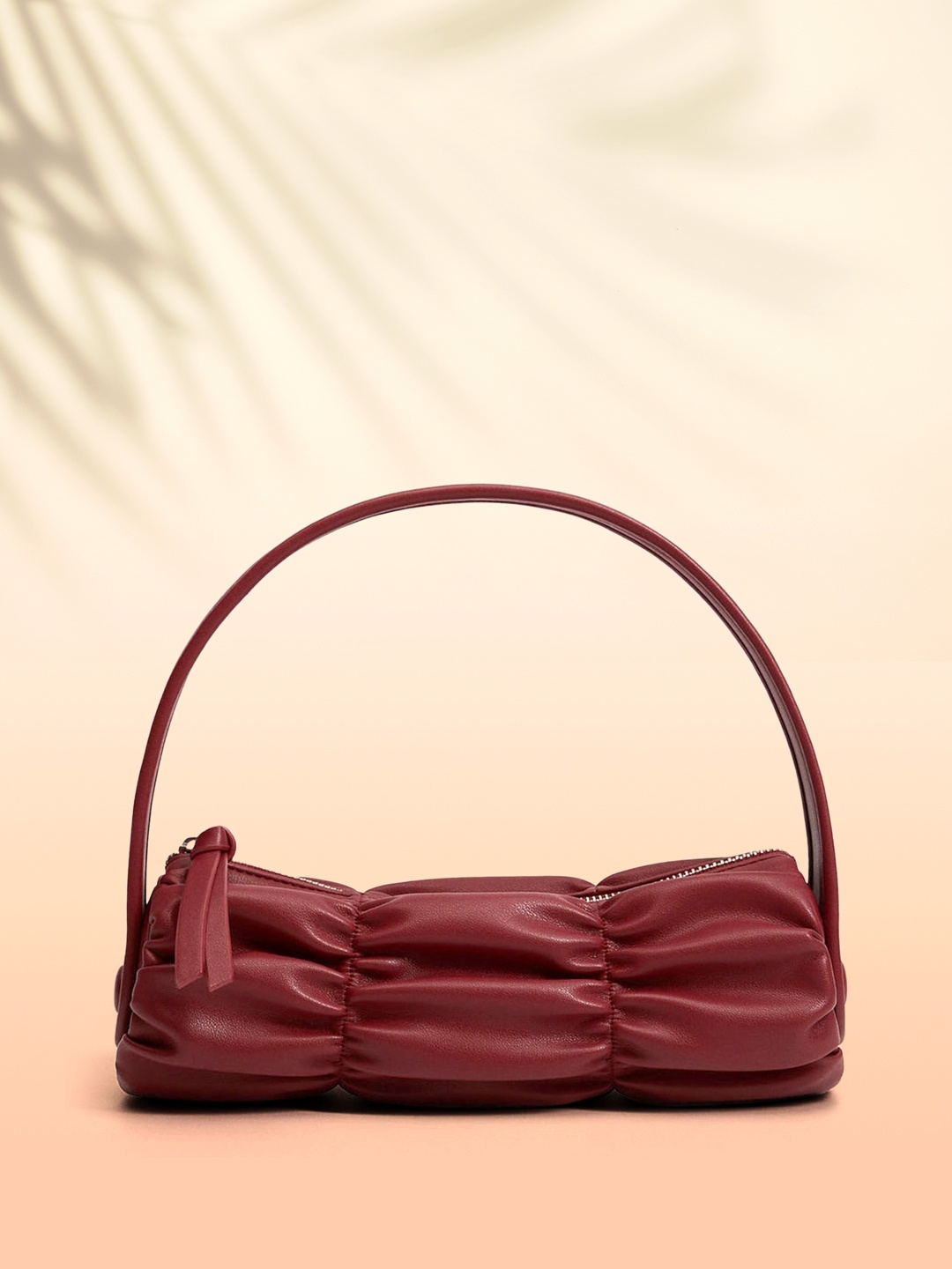 

MANGO Maroon Solid Baugette Shoulder Bag