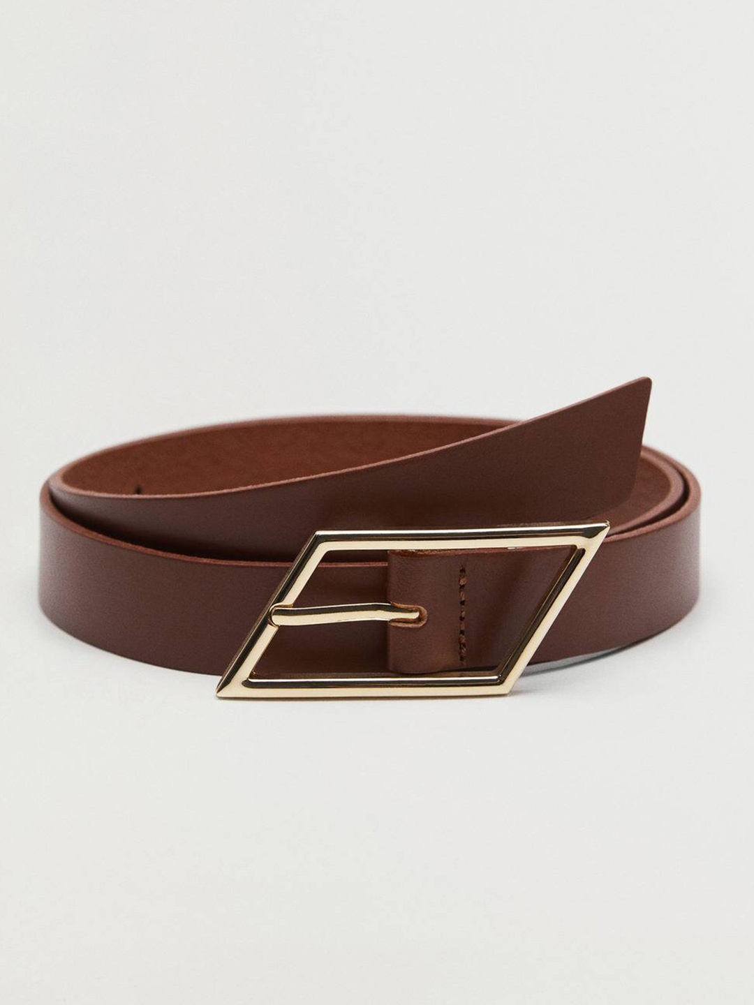 

MANGO Women Coffee Brown Solid Leather Belt