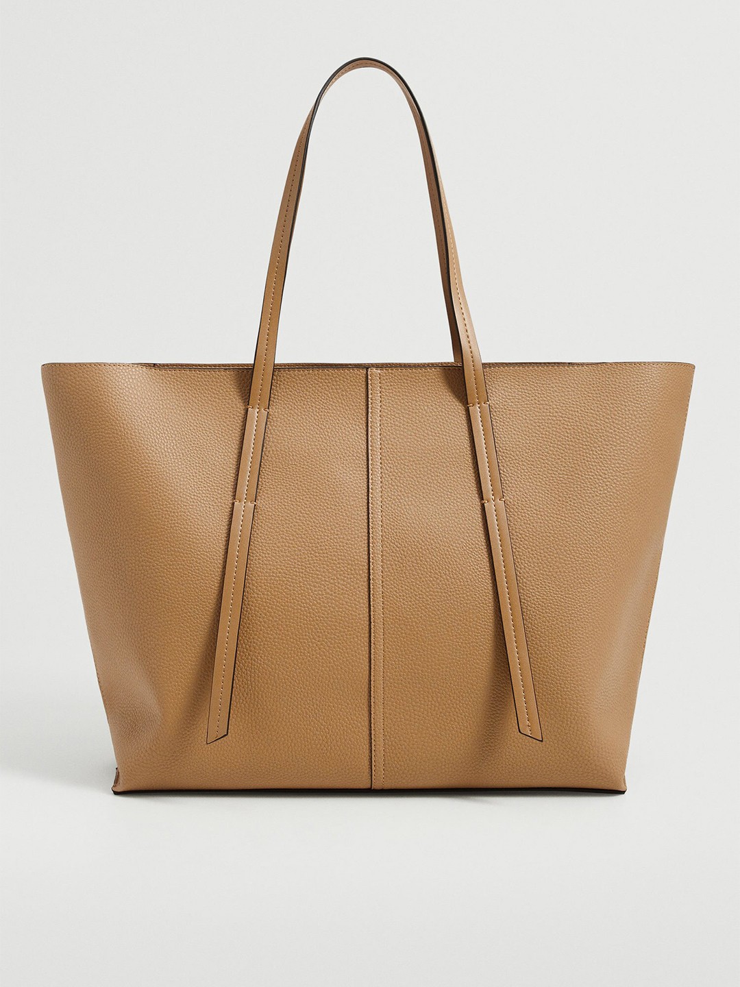 

MANGO Women Beige Solid Structured Shoulder Bag