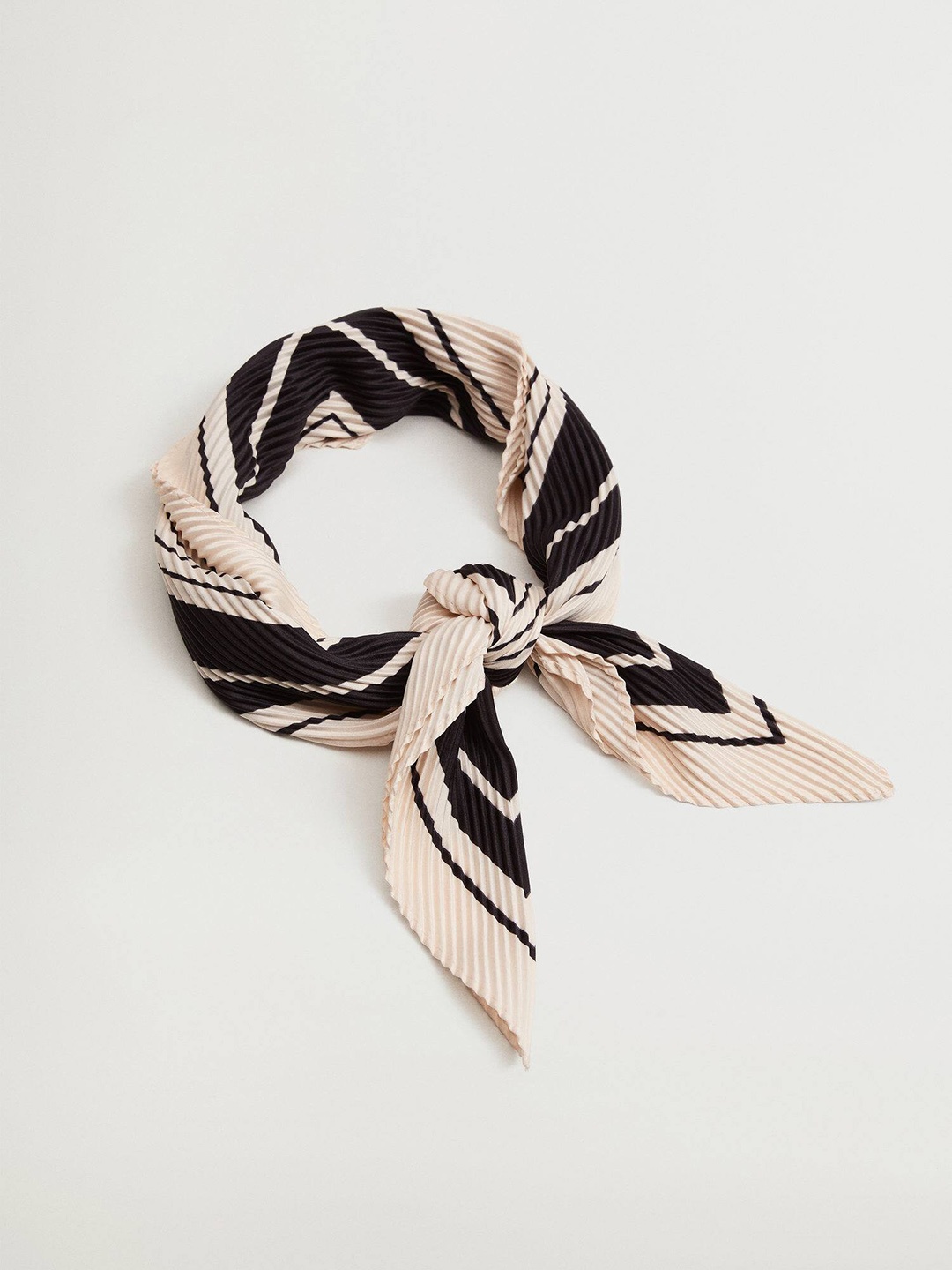 

MANGO Women Cream-Coloured & Black Striped Scarf