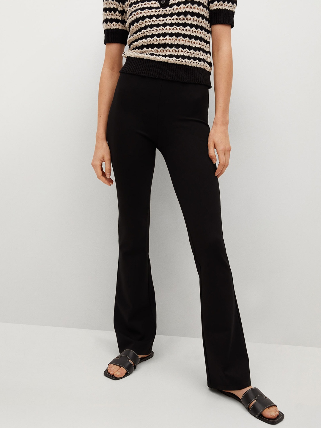 

MANGO Women Black Solid Trousers