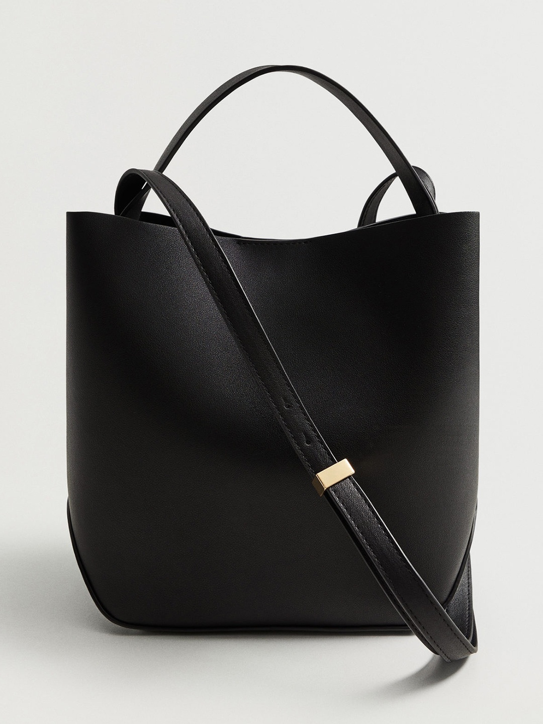 

MANGO Black Solid Structured Handheld Bag