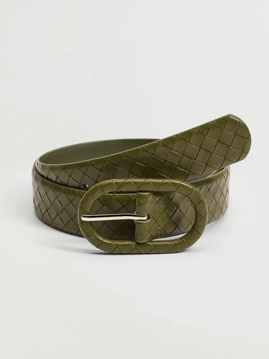 

MANGO Women Olive Green Woven Braided Belt