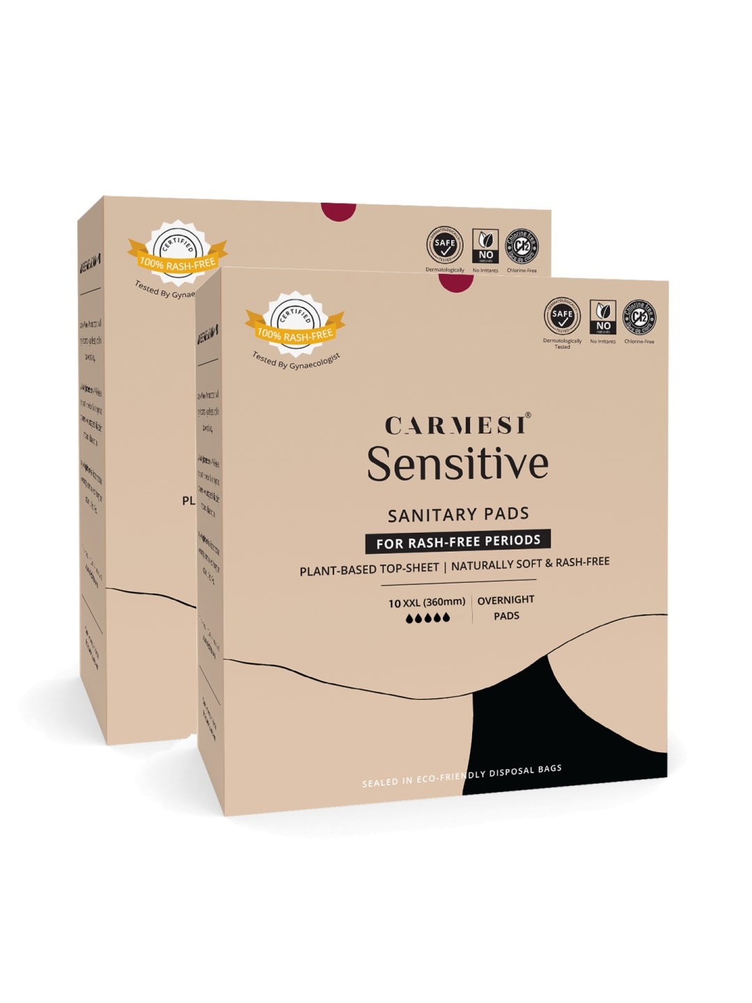 

Carmesi Pack of 2 Sensitive 10 XXL Sanitary Pads, White