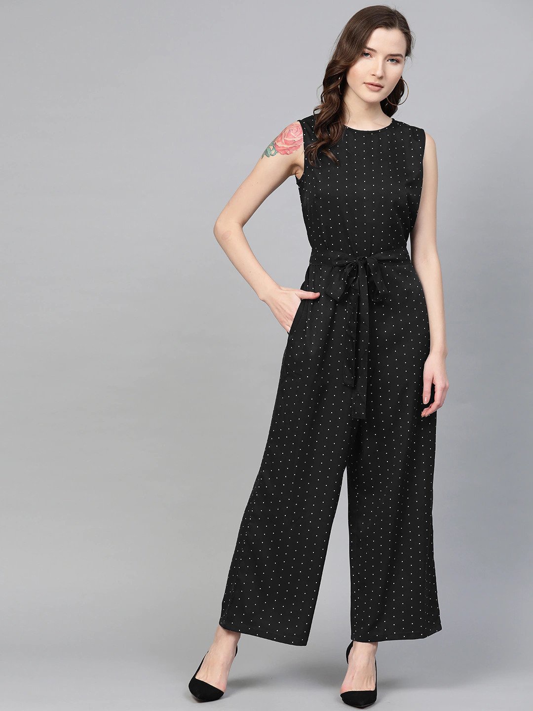

SIRIKIT Black & White Printed Basic Jumpsuit