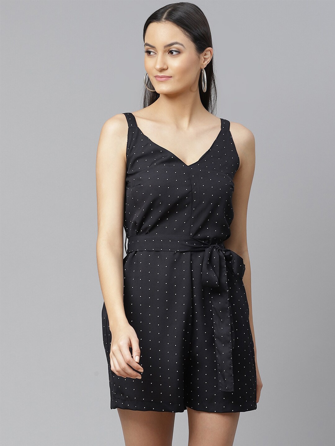 

SIRIKIT Black & White Printed Jumpsuit with Waist Tie-Ups