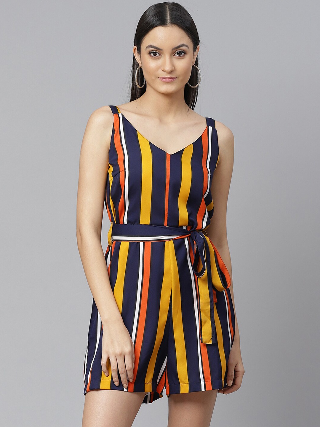 

SIRIKIT Navy Blue & Yellow Striped Jumpsuit