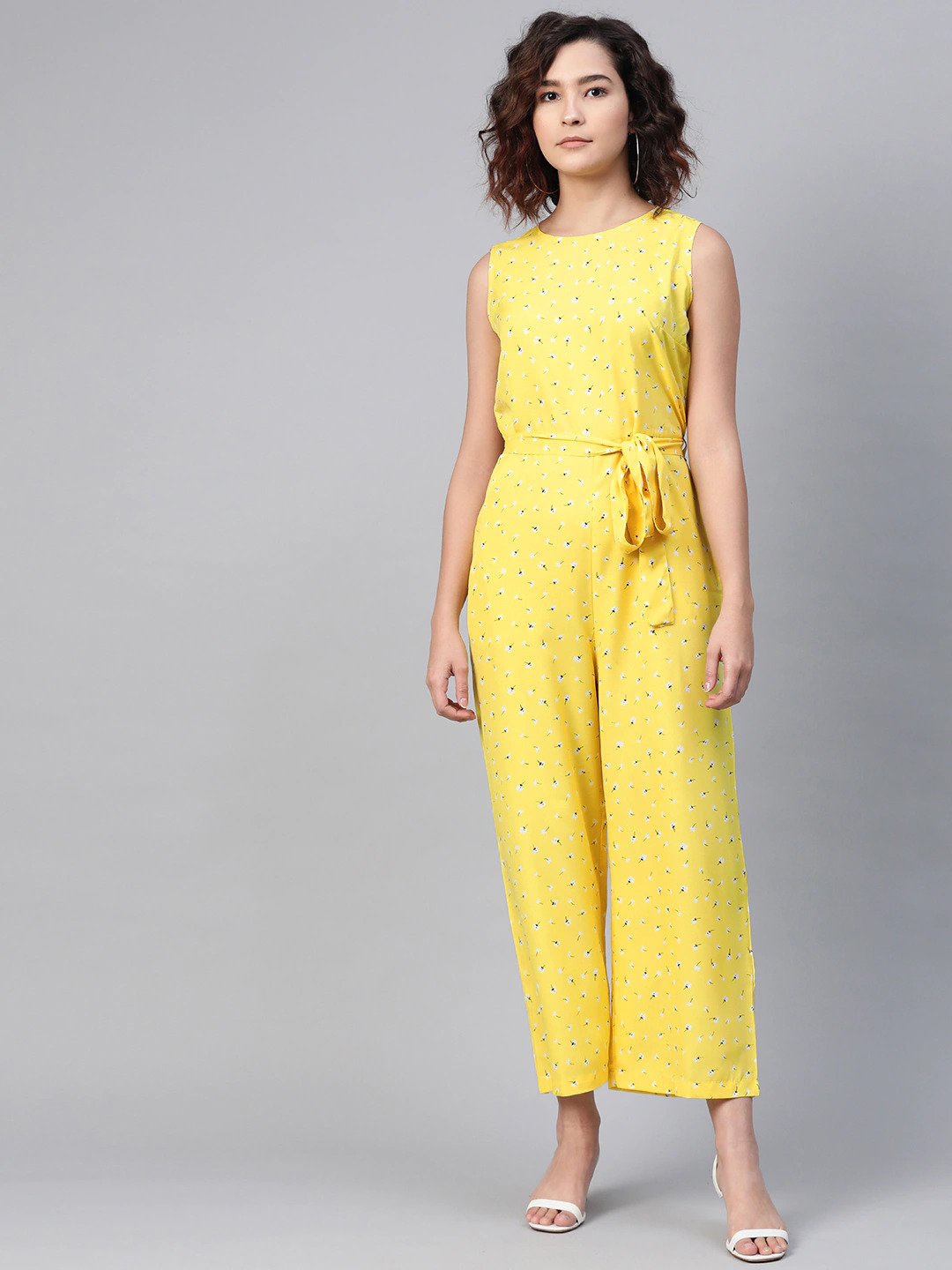 

SIRIKIT Yellow & White Printed Basic Jumpsuit