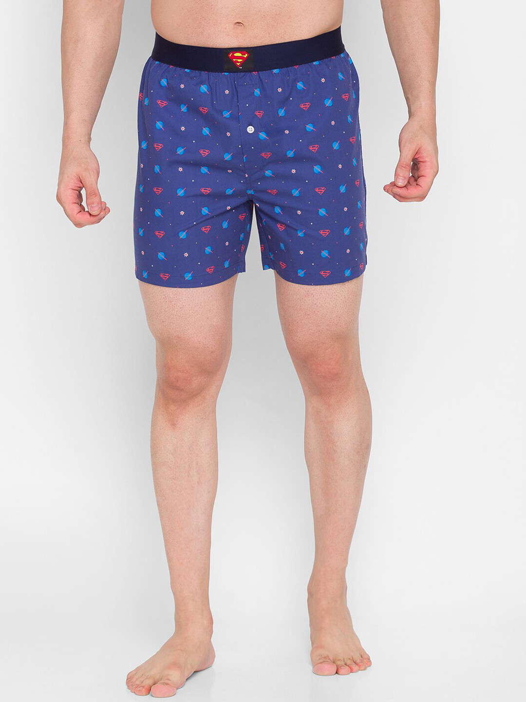 

Smugglerz Men Blue & Red Printed Pure Cotton Boxer