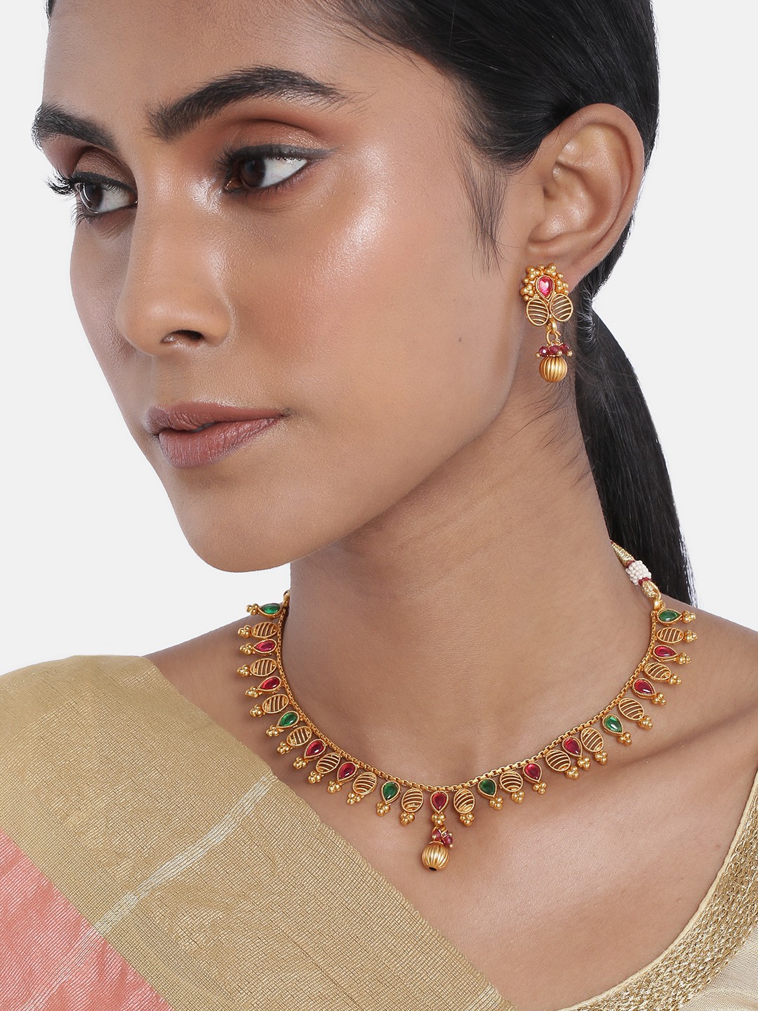

Anouk Antique Gold-Plated Studded Jewellery Set