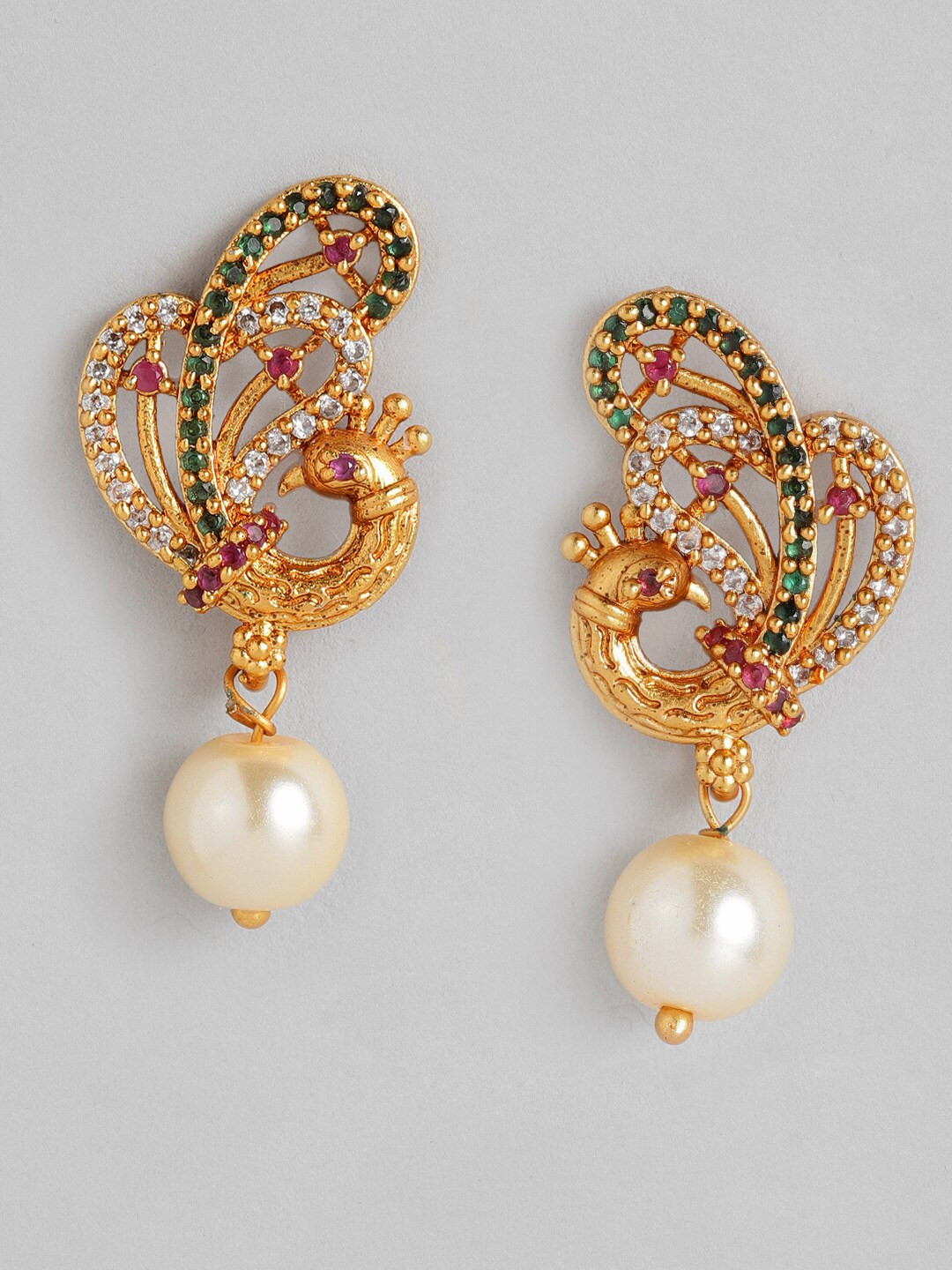 

Anouk Gold-Plated Multicoloured Peacock Shaped Drop Earrings, Multi
