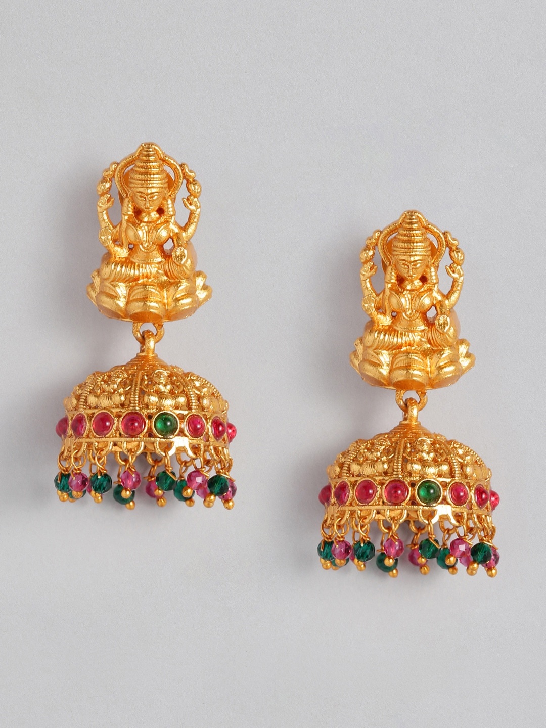 

Anouk Gold-Plated & Pink Dome Shaped Jhumkas