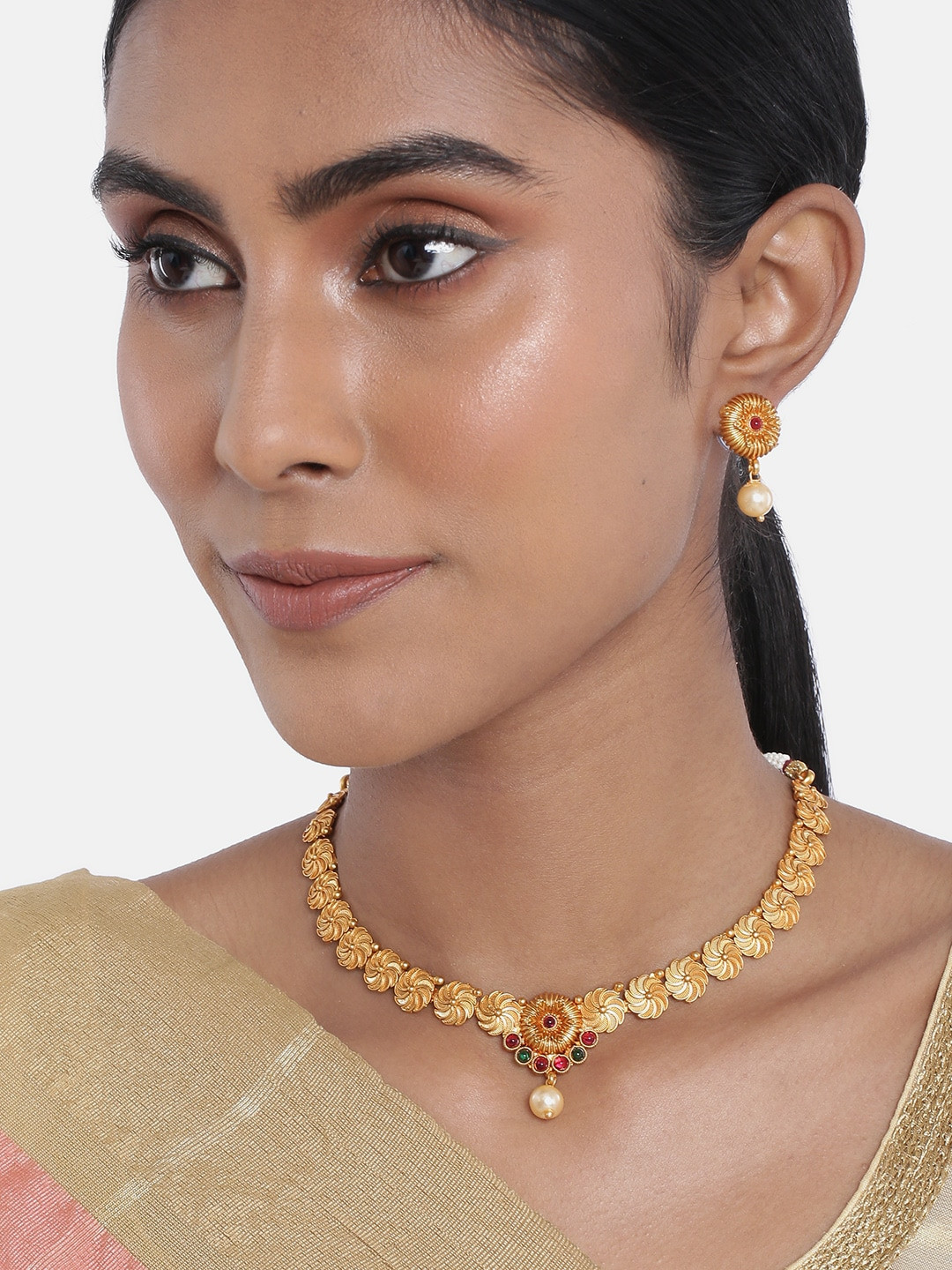 

Anouk Gold-Plated Stone-Studded Beaded Jewellery Set