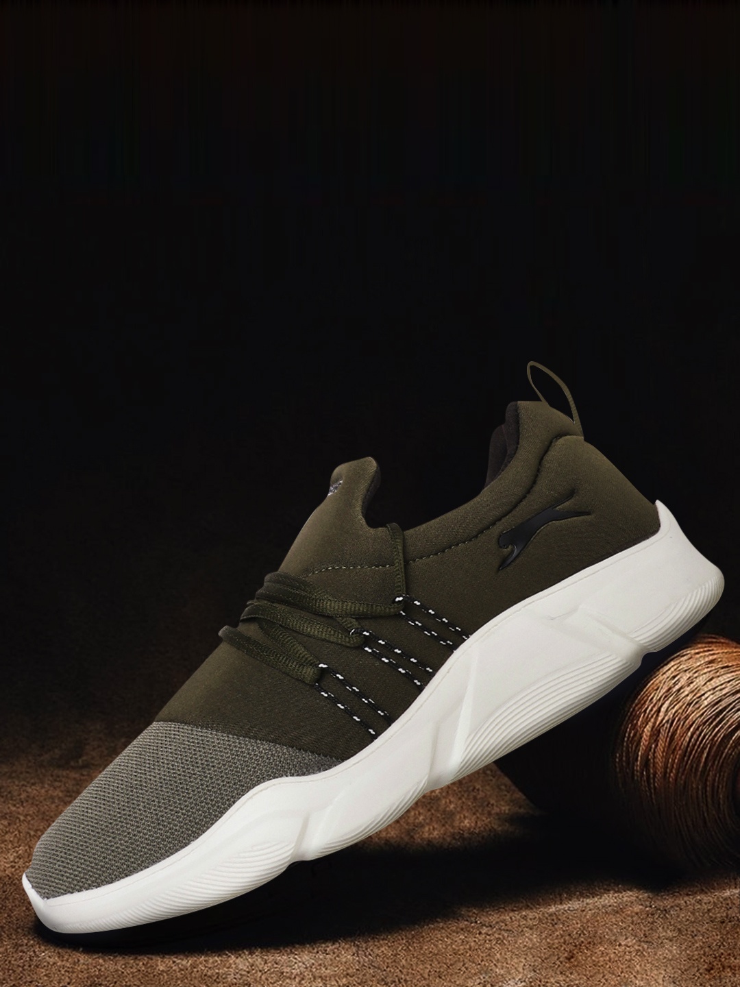 

Slazenger Men Olive Green Woven Design Running Shoes