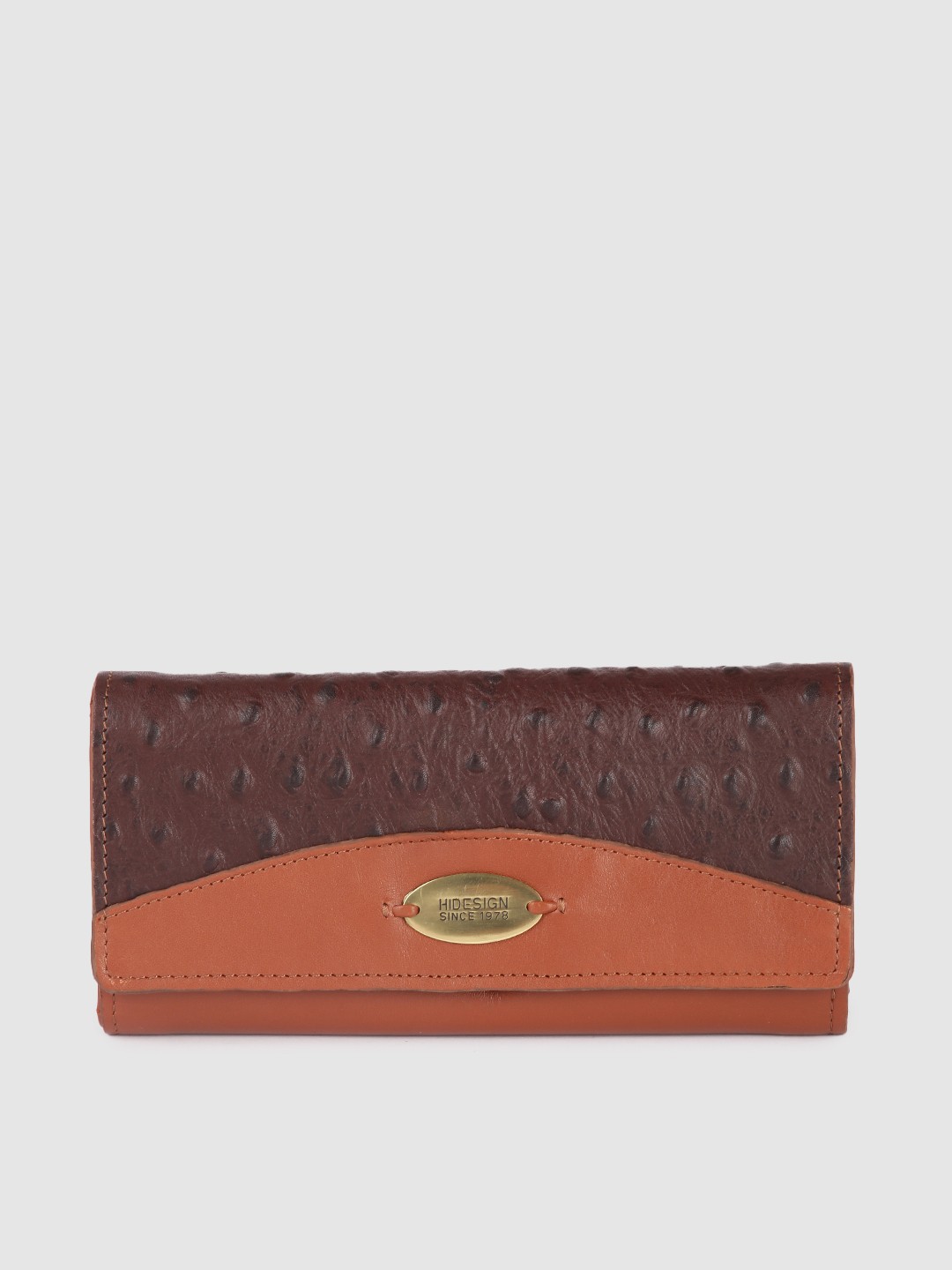 

Hidesign Women Brown Animal Textured Leather Three Fold Wallet