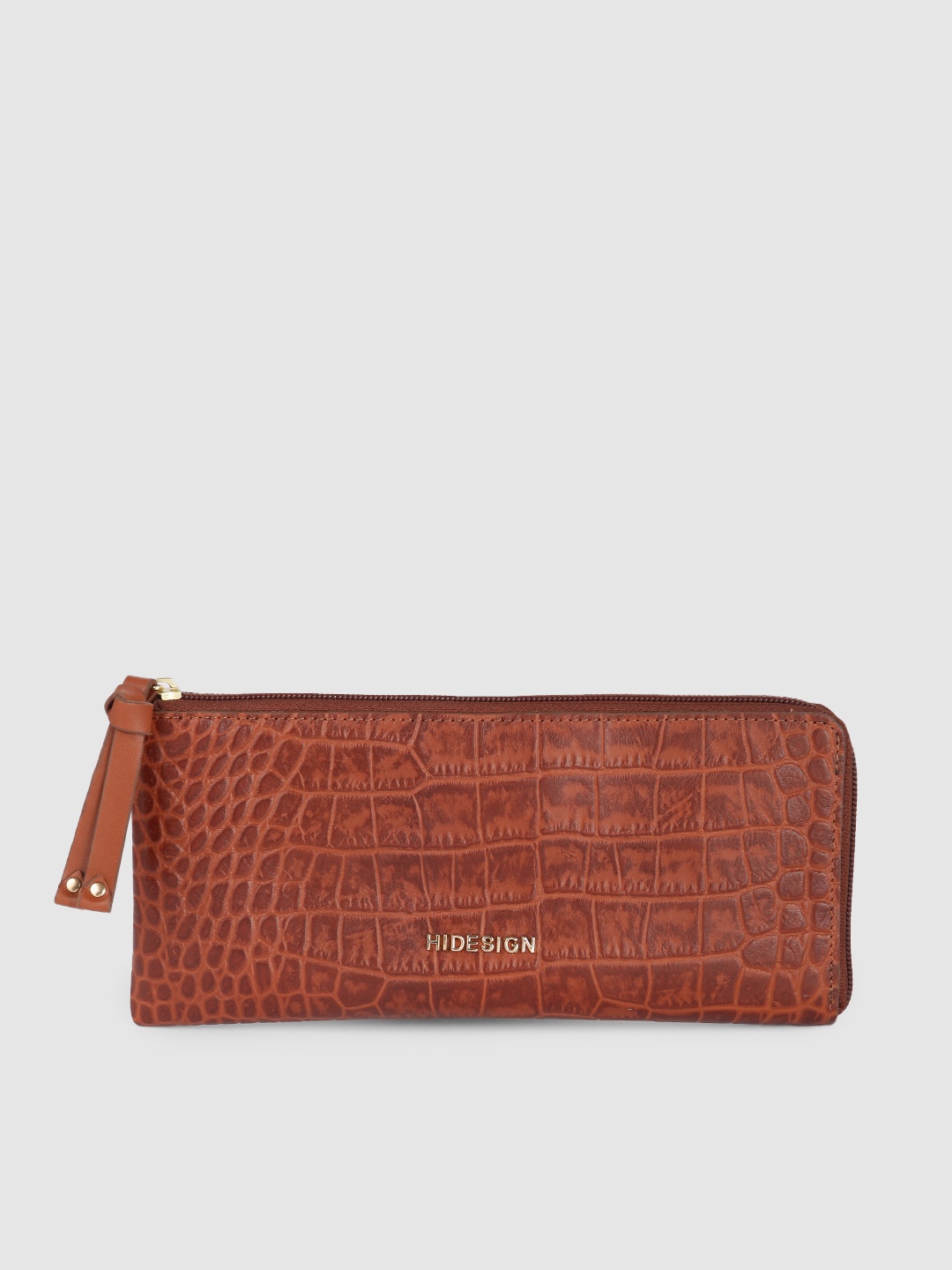 

Hidesign Women Tan Brown Woven Design Leather Two Fold Wallet