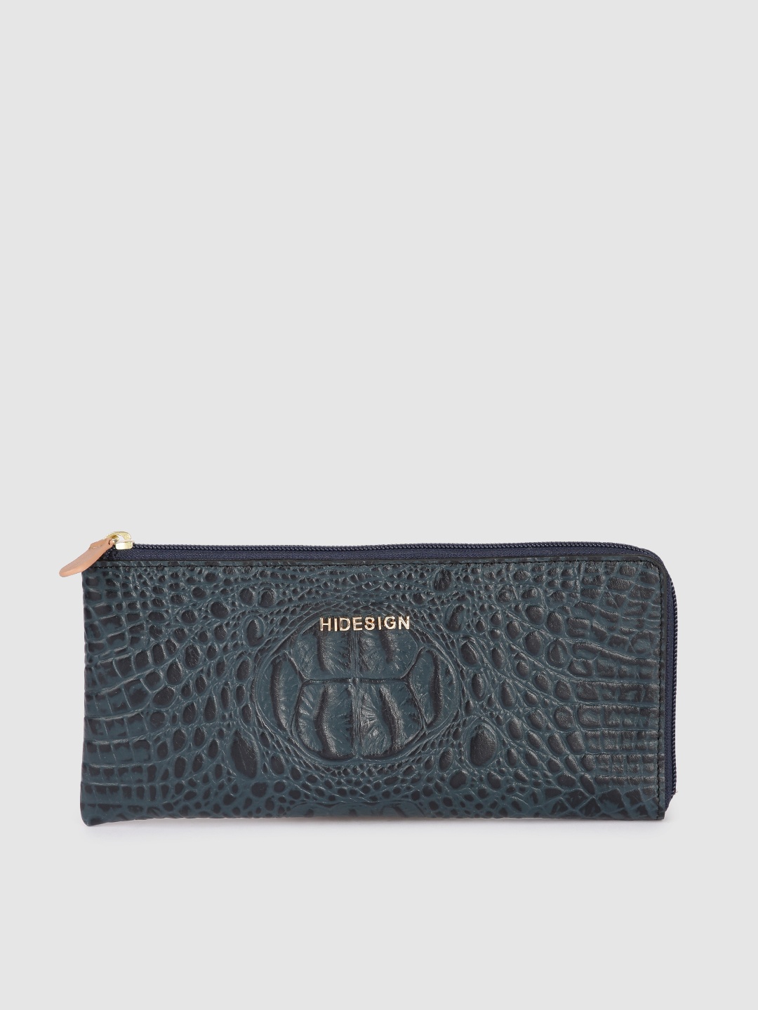 

Hidesign Women Blue Textured Leather Zip Around Wallet