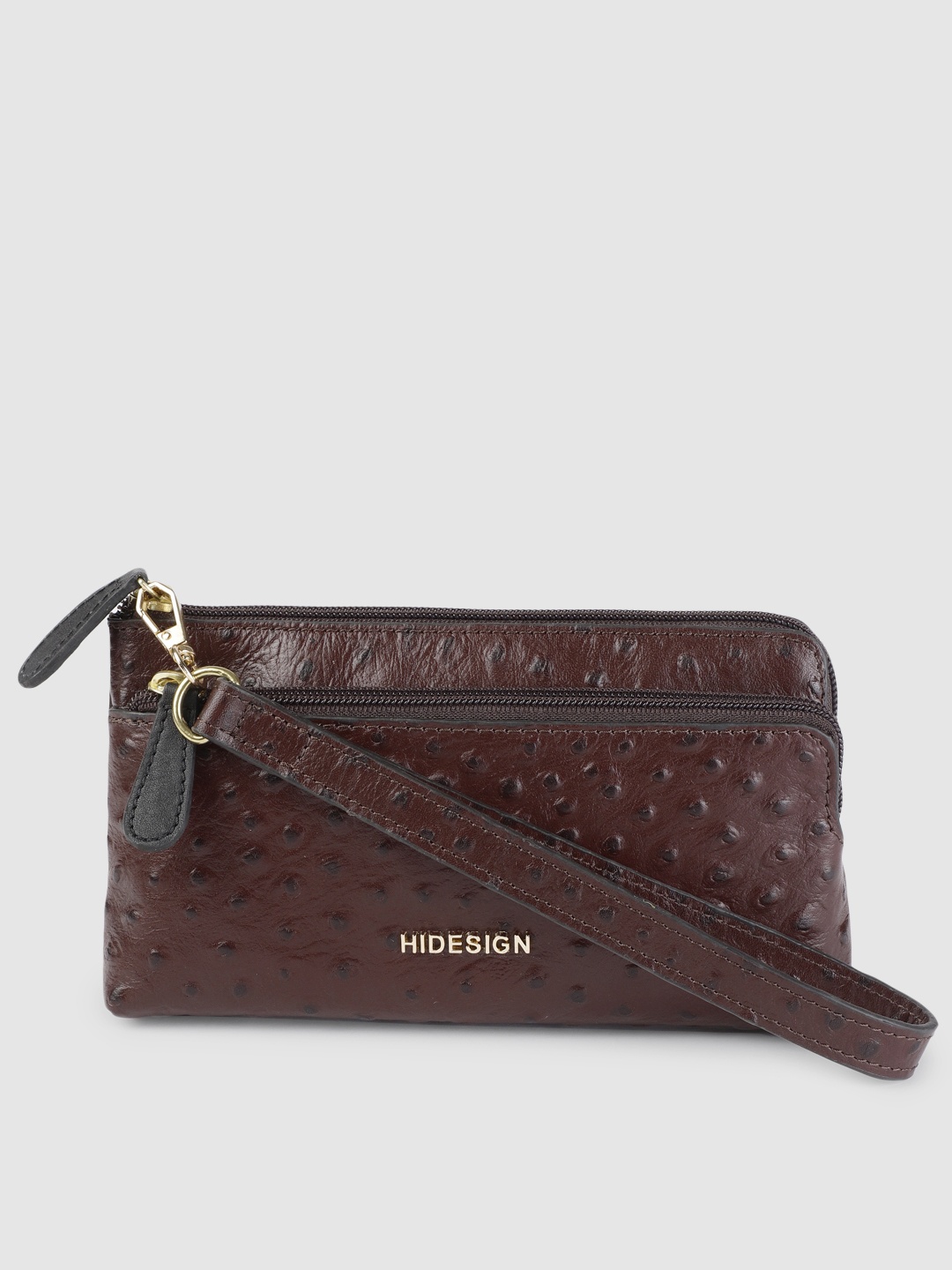 

Hidesign Women Brown Textured Leather Pouch