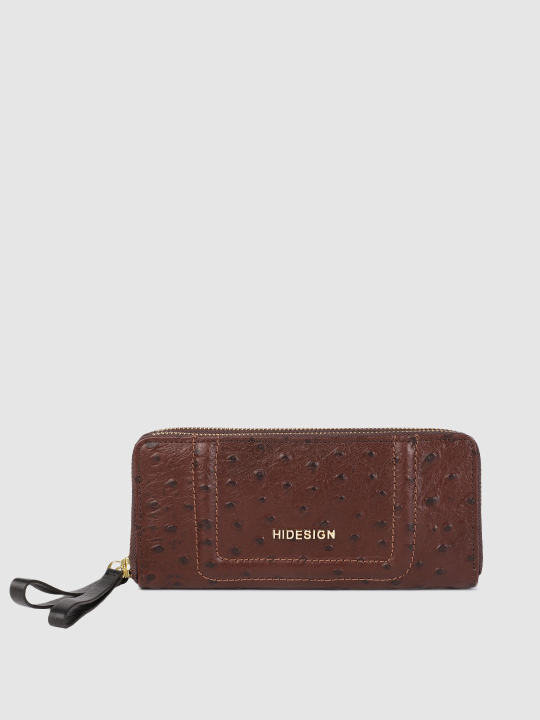 

Hidesign Women Brown Textured Leather Zip Around Wallet