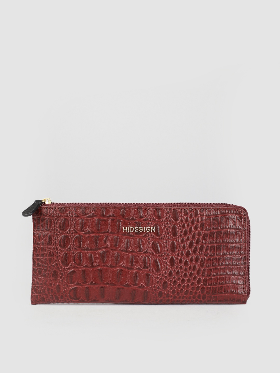 

Hidesign Women Brown Textured Leather Zip Around Wallet