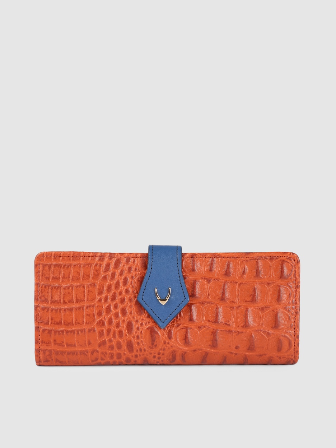 

Hidesign Women Orange Textured Leather Two Fold Wallet