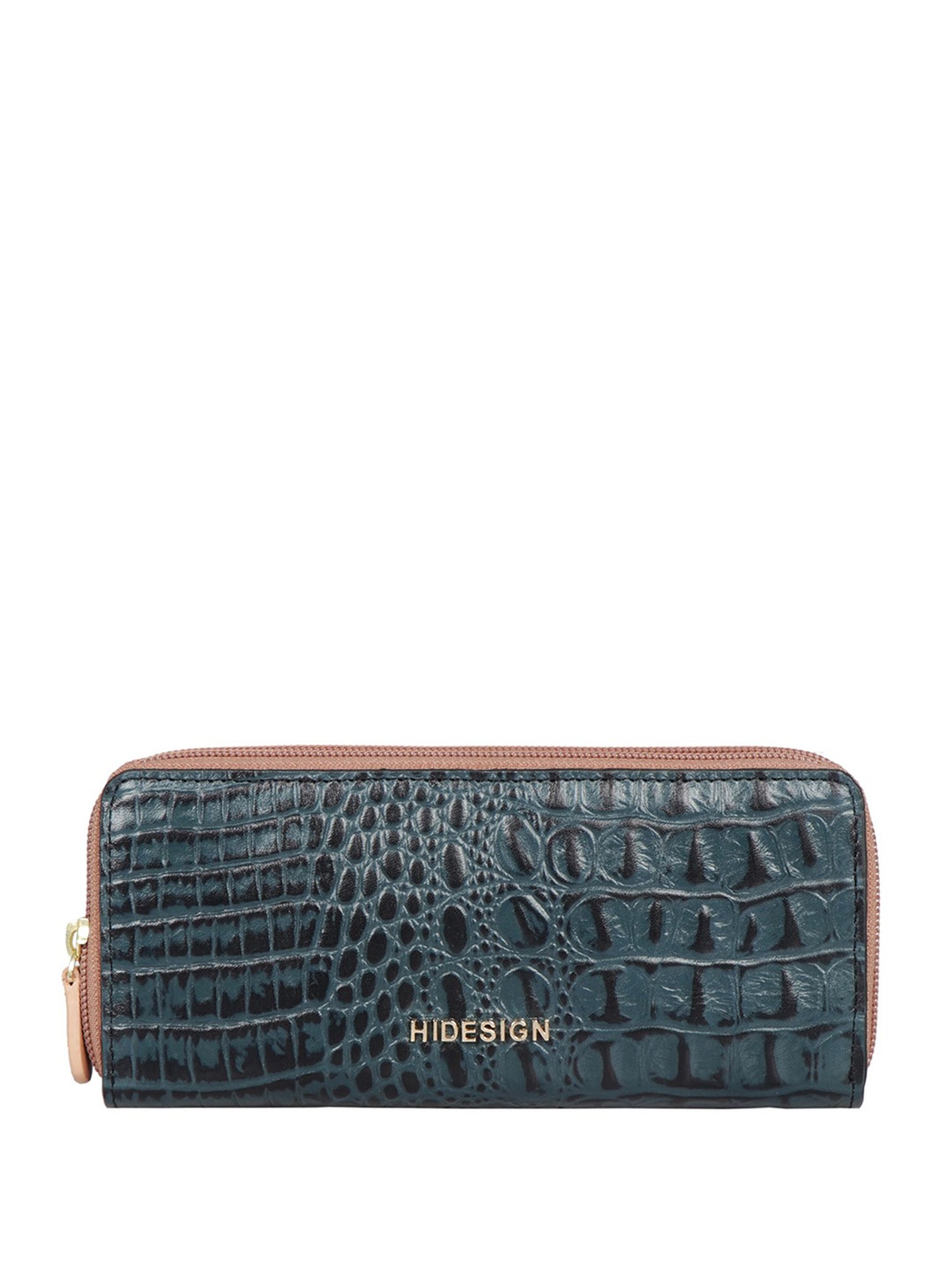 

Hidesign Women Blue Animal Textured Leather Zip Around Wallet