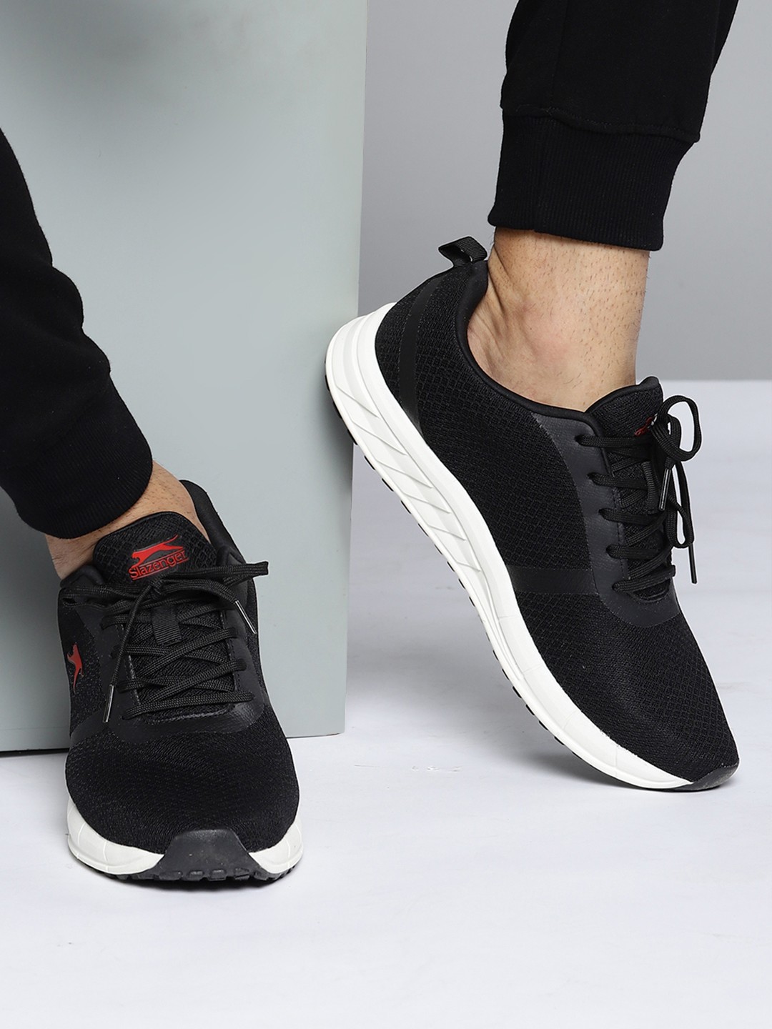 

Slazenger Men Black Woven Design Running Shoes