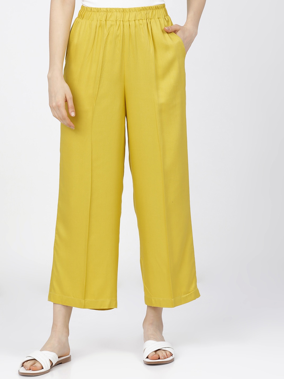 

Tokyo Talkies Women Yellow Parallel Trousers