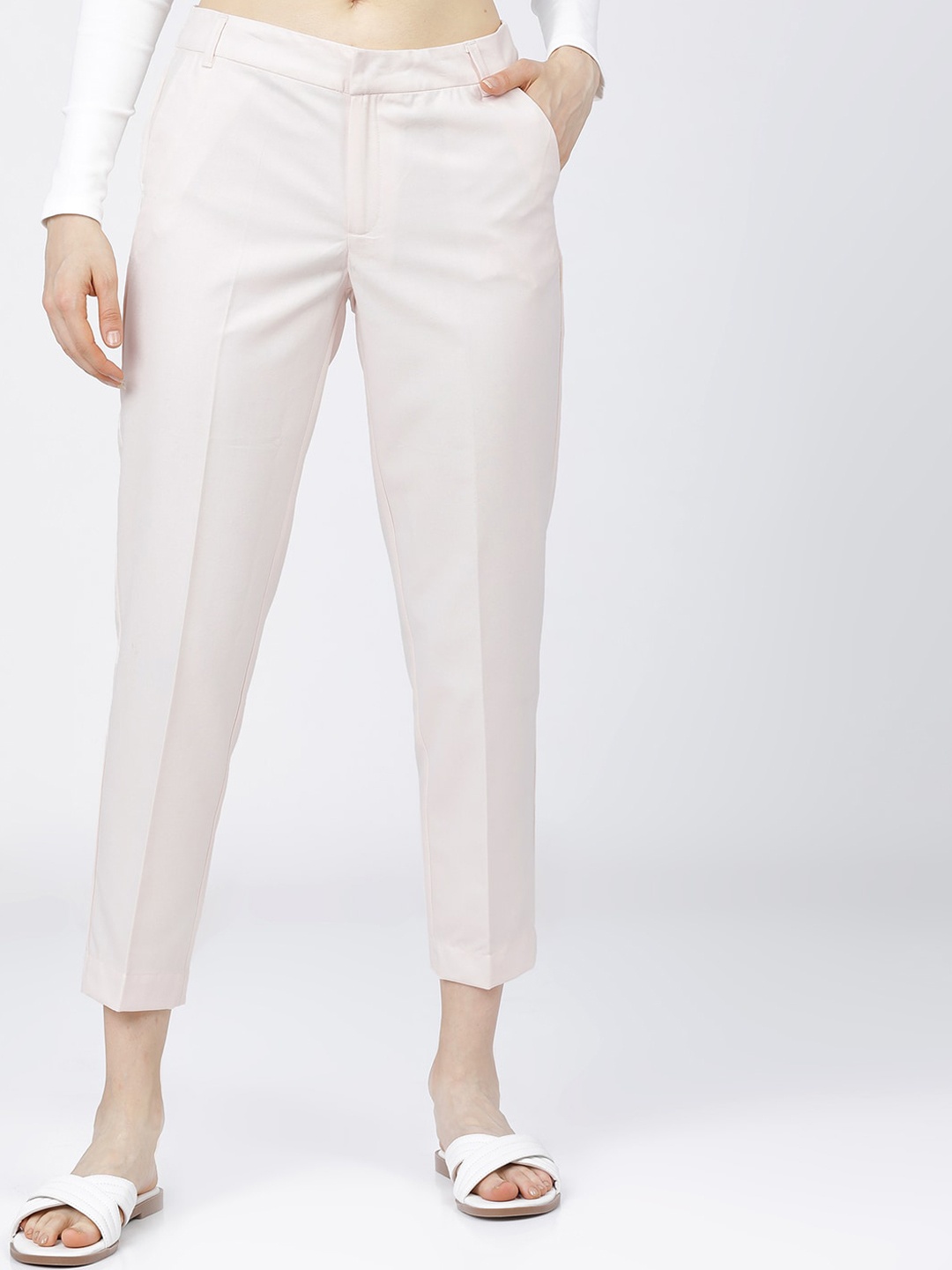 

Tokyo Talkies Women Pink Tapered Fit Trousers