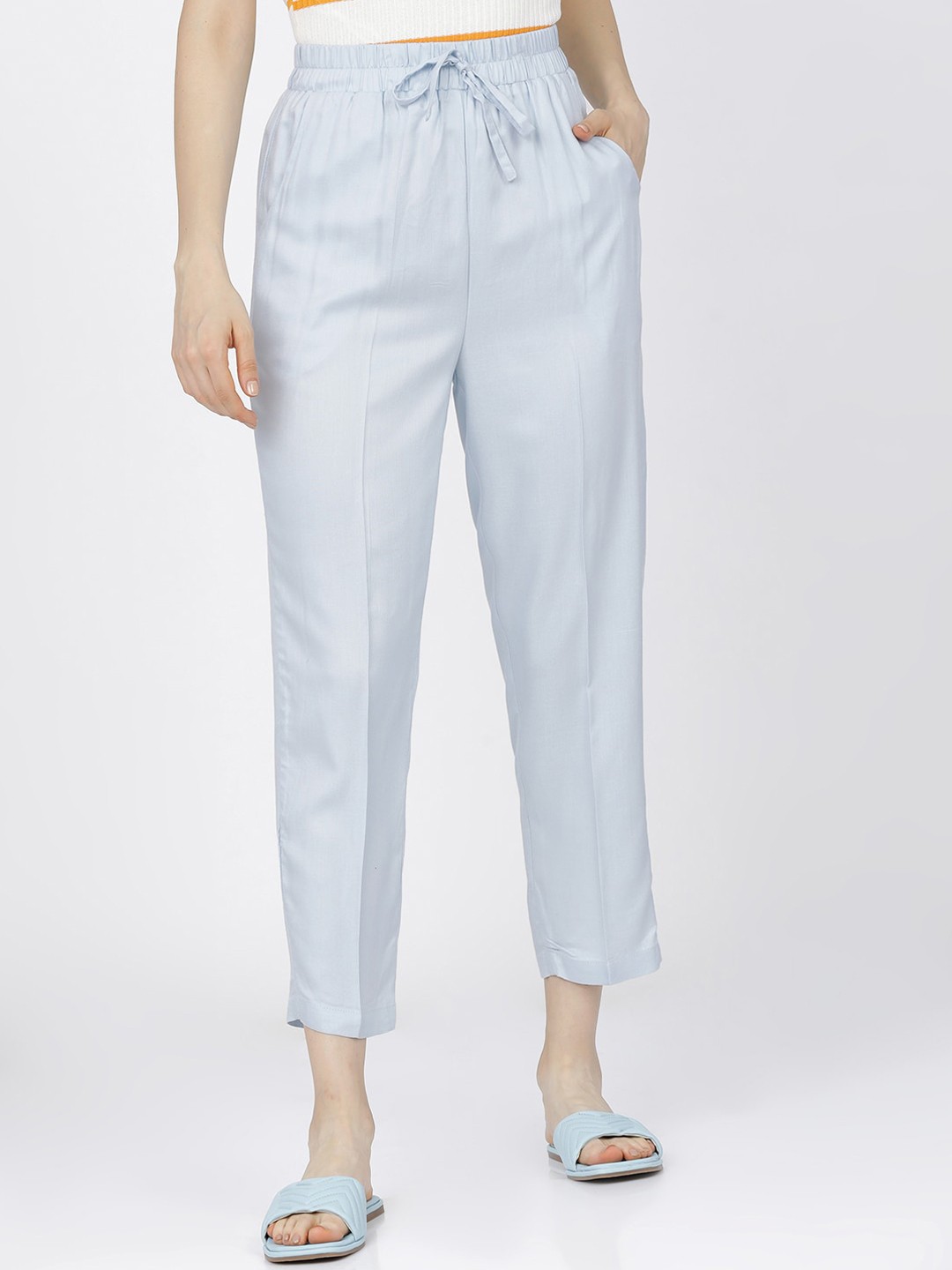 

Tokyo Talkies Women Blue Pleated Trousers