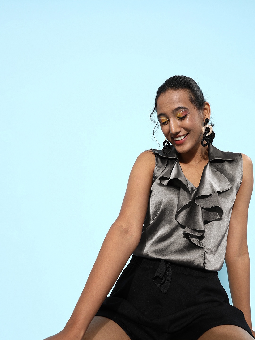 

MISH Charcoal Ruffles Top