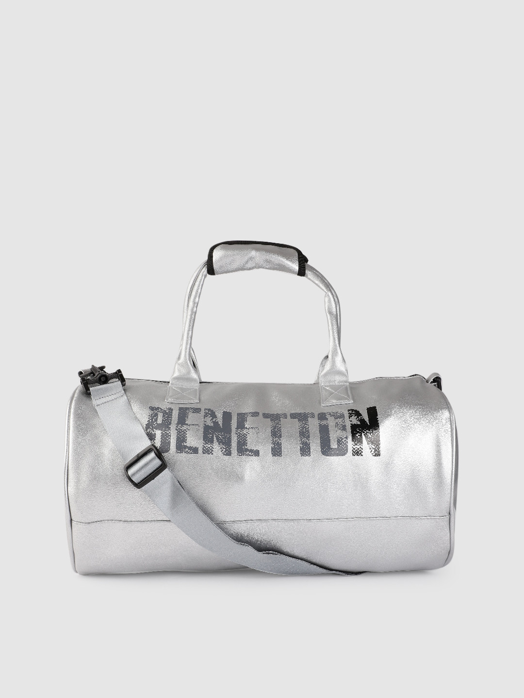 

United Colors of Benetton Unisex Silver-Toned Brand Logo Printed Gym Duffel Bag -26 Litres