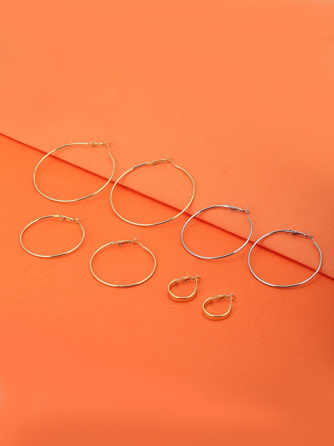

Carlton London Set of 5 Handcrafted Hoops, Gold