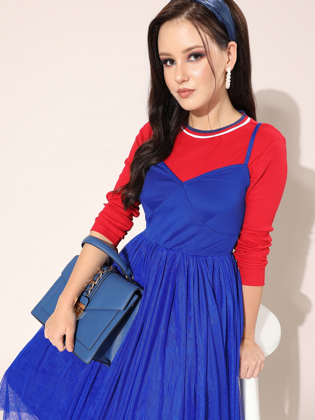 

SCORPIUS Women Stunning Blue Solid Tulle Dress