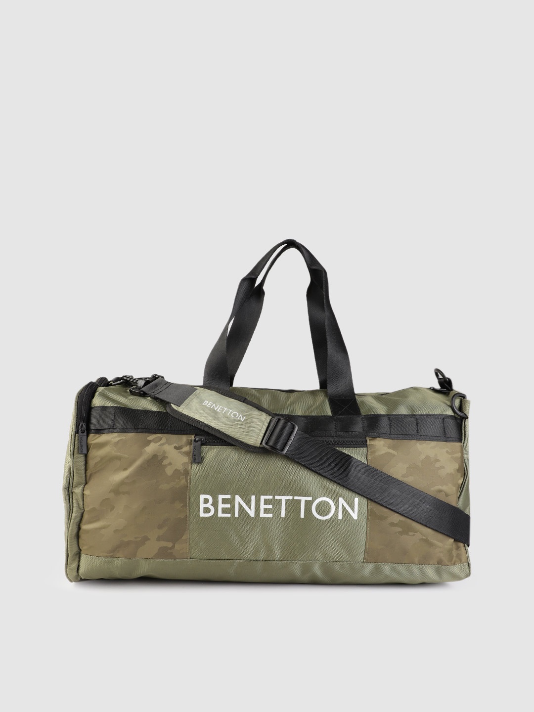 

United Colors of Benetton Unisex Olive Green & White Brand Logo 44 Litres Duffle Bag